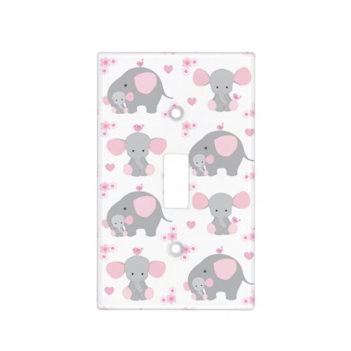 Pink Elephant Baby Girl Nursery Safari Animals Light Switch Cover