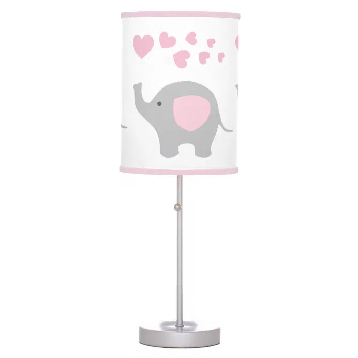 Pink Elephant Baby Girl Nursery Safari, Safari Table Lamp Nursery