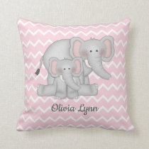 Pink Elephant Baby Girl Nursery Safari Animals Throw Pillow