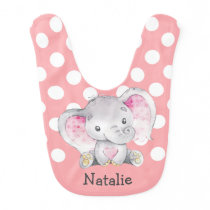 Pink Elephant Baby Girl Personalized Baby Bib Pink Elephant Baby Girl Personalized Baby Bib