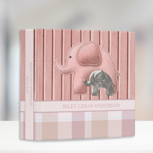 Pink Elephant   Baby Girl Scrapbook Album 3 Ring Binder