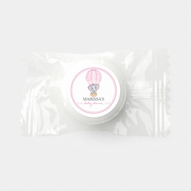 Pink Elephant Baby Girl Shower Life Saver® Mints (Front)