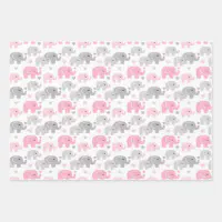 Elephant Baby Girl Baby Shower Wrapping Paper Sheets