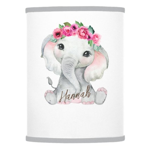Pink Elephant Baby Lamp Shade (Front)