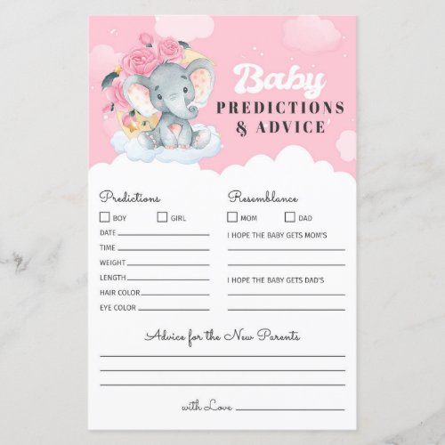 Pink Elephant Baby Prediction and Advice Game