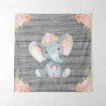 Pink Elephant Baby Shower Backdrop at Zazzle