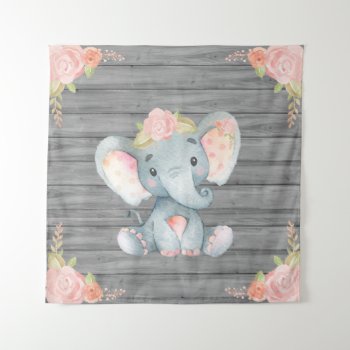 Pink Elephant Baby Shower Backdrop by AnnounceIt at Zazzle