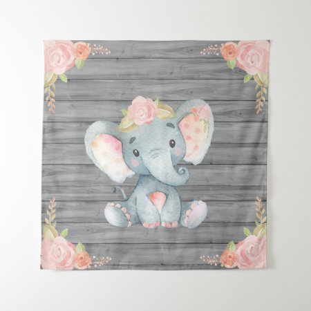 Pink Elephant Baby Shower Backdrop