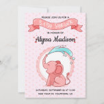 Pink Elephant Baby Shower Card