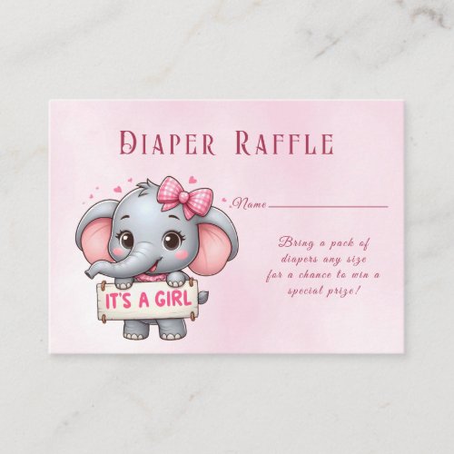 Pink Elephant Baby Shower Enclosure Card