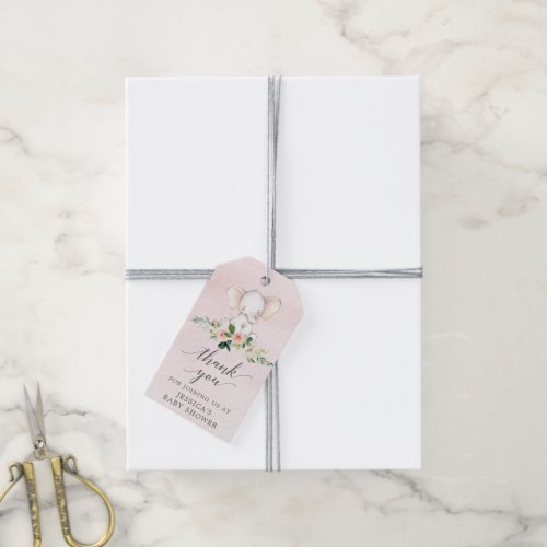 Pink Elephant Baby Shower Favor Tags