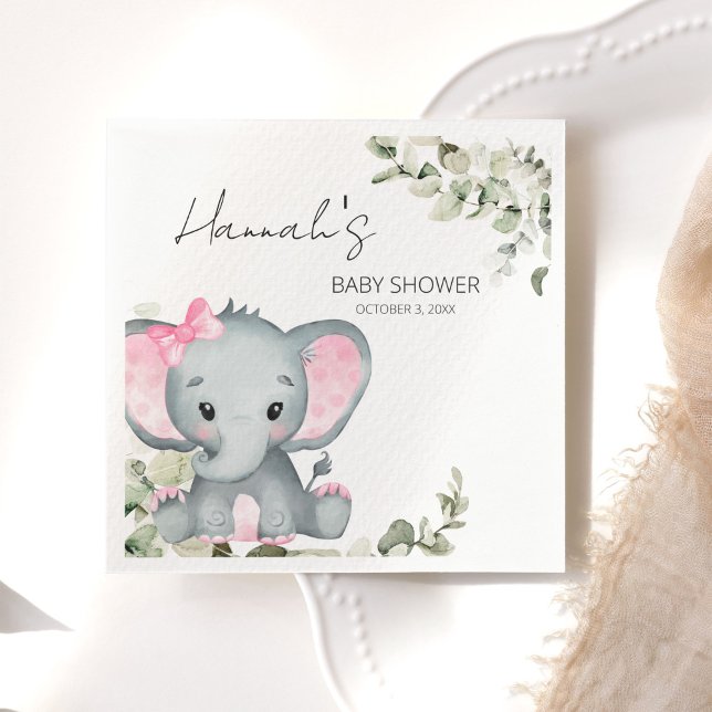 Pink Elephant Baby Shower Girl's Napkins (Creator Uploaded)