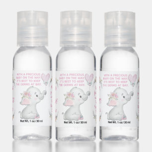 Pink Elephant Baby Shower Hand Sanitizer
