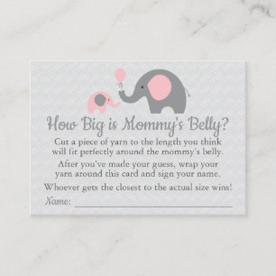 Pink Elephant Baby Shower How Big is Mommy's Belly Calling Card