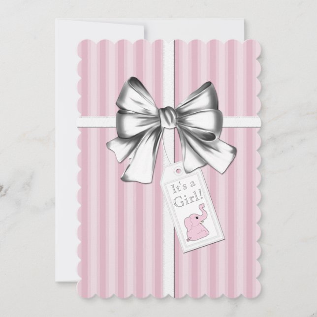 Pink Elephant Baby Shower Invitation (Front)