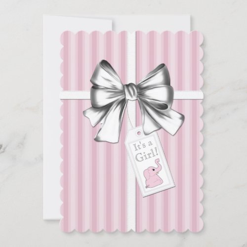 Pink Elephant Baby Shower Invitation