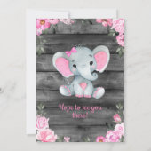 Pink Elephant Baby Shower invitation, rustic Girl Invitation (Back)