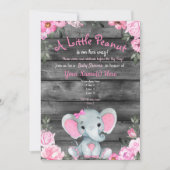 Pink Elephant Baby Shower invitation, rustic Girl Invitation (Front)