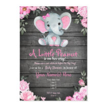 Pink Elephant Baby Shower invitation, rustic Invitation Pink Elephant Baby Shower invitation, rustic Invitation
