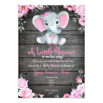 Pink Elephant Baby Shower invitation, rustic Invitation Pink Elephant Baby Shower invitation, rustic Invitation