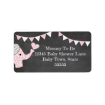 Pink Elephant Baby Shower Label