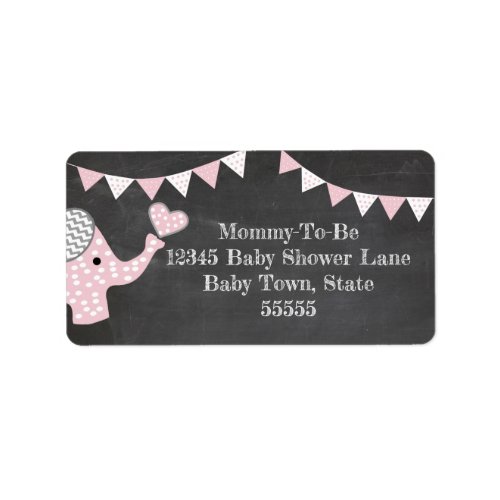Pink Elephant Baby Shower Label
