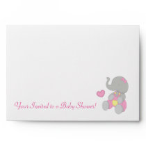 Pink Elephant Baby Shower Matching Envelope