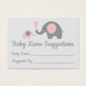 Pink Elephant Baby Shower Name Suggestion Cards (Front)