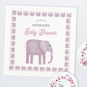 Pink Elephant Baby Shower Napkins