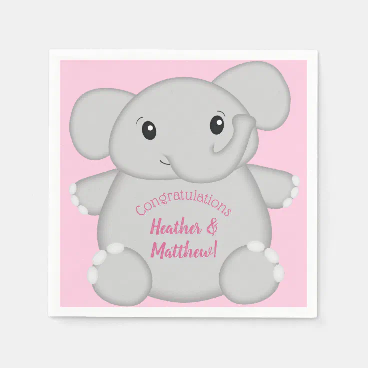 Pink Elephant Baby Shower Napkins Zazzle