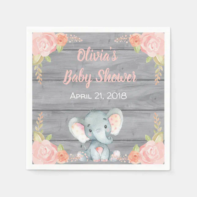 Pink Elephant Baby Shower Napkins Zazzle