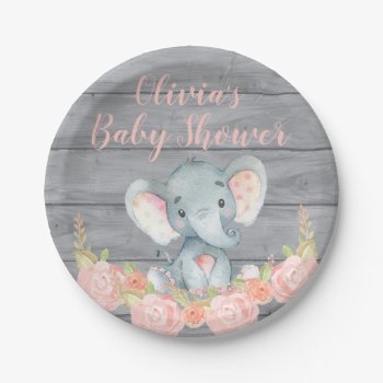 Pink Elephant Baby Shower Paper Plate by AnnounceIt at Zazzle