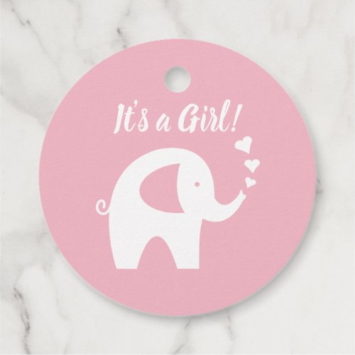Pink elephant baby shower party favor gift tags