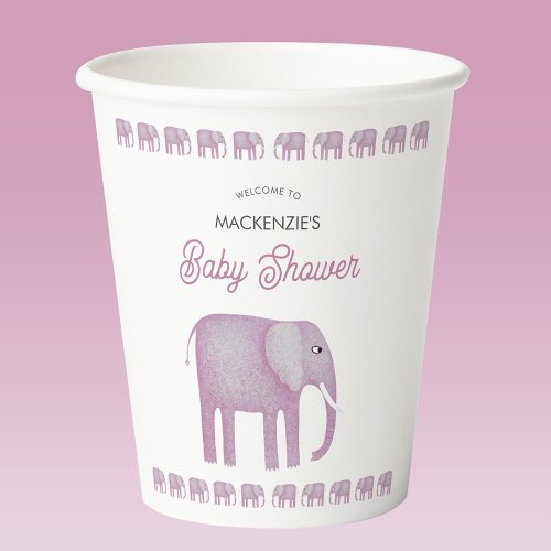 Pink Elephant Baby Shower Personalized Paper Cups