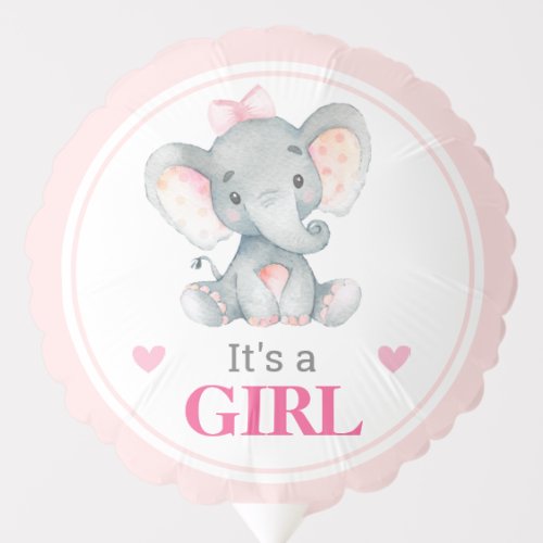 Pink Elephant Baby Shower Sprinkle Its a Girl Balloon