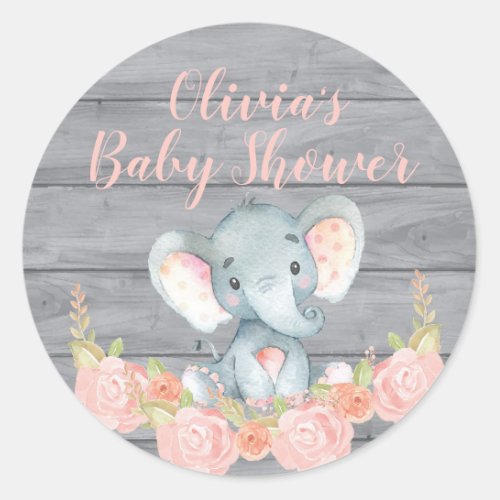 Pink Elephant Baby Shower Sticker