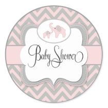 Pink Elephant Baby Shower Sticker