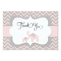 Pink Elephant Baby Shower Thank You Card