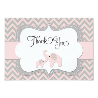 Pink Elephant Baby Shower Thank You Card