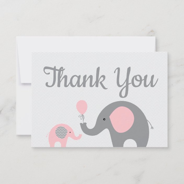 4 x 6-Blank inside,Include Stickers Pink Elephant Card 40 Elephant Baby Shower Thank You Card with Envelopes-Pink Watercolor Elephant Baby Girl Cards