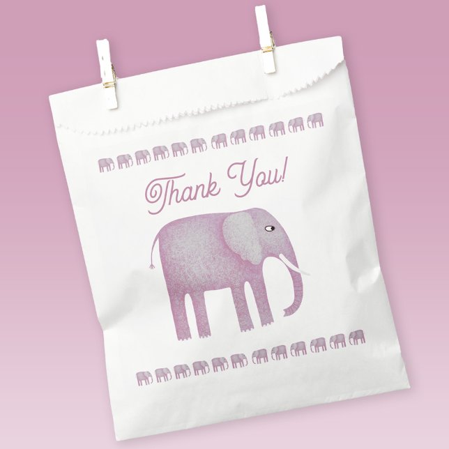 Pink Elephant Baby Shower Thank You Favor Bag (Pink watercolor elephant favor bag)