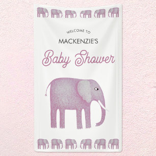 Pink Elephant Baby Shower Welcome Banner