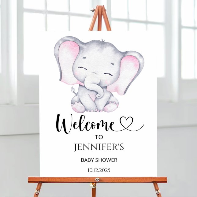 Pink Elephant baby shower welcome  Foam Board (Creator Uploaded)