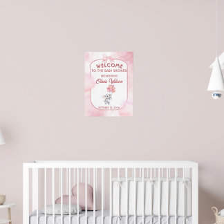 Pink Elephant Baby Shower Welcome Sign Poster