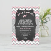 Pink elephant baby sprinkle, baby shower invitation (Standing Front)