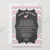 Pink elephant baby sprinkle, baby shower invitation (Front)