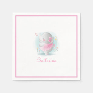 Pink Elephant Ballerina Dancing Script Simple Cute Napkins