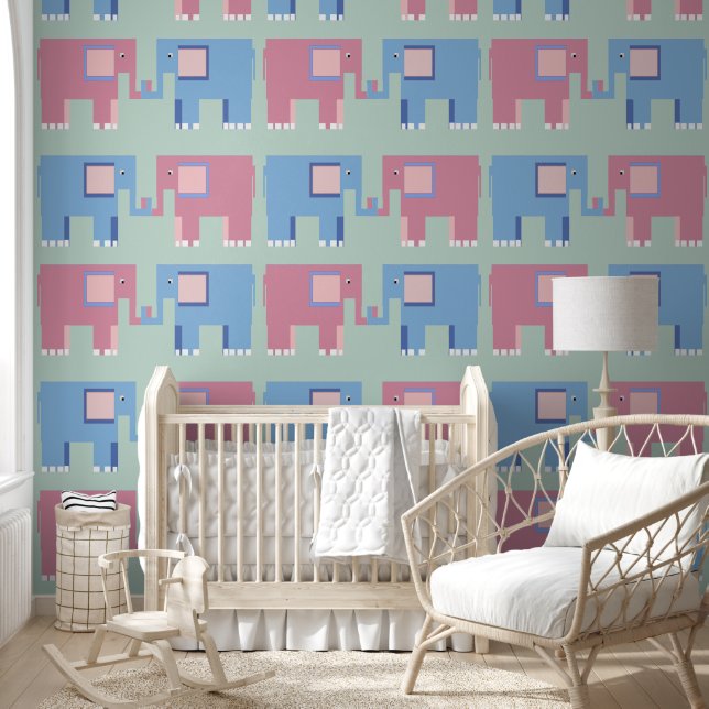 Pink elephant blue elephant nursery Wallpaper Wallpaper (Kids)