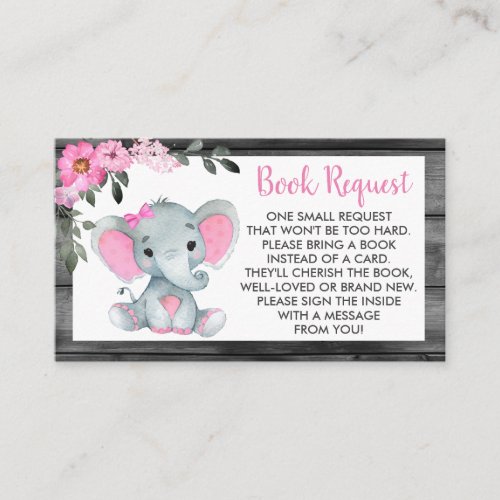 Pink Elephant book request card ticket Rustic 