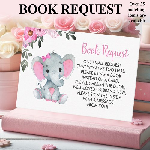 Pink Elephant book request card ticket Rustic 